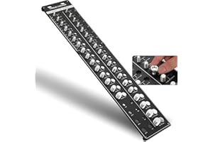 BIUEUS Thread Checker, 34 Nut and Bolt Thread Checker, Nut and Bolt Size Gauge with 19 Standard & 15 Metric Bolt Identifying 8 Drill Bit Gauge from #6 to 3/4"（Black）