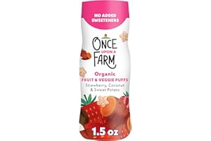 Once Upon a Farm Organic Baby Fruit & Veggie Puffs Strawberry, Coconut & Sweet Potato, 1.5oz
