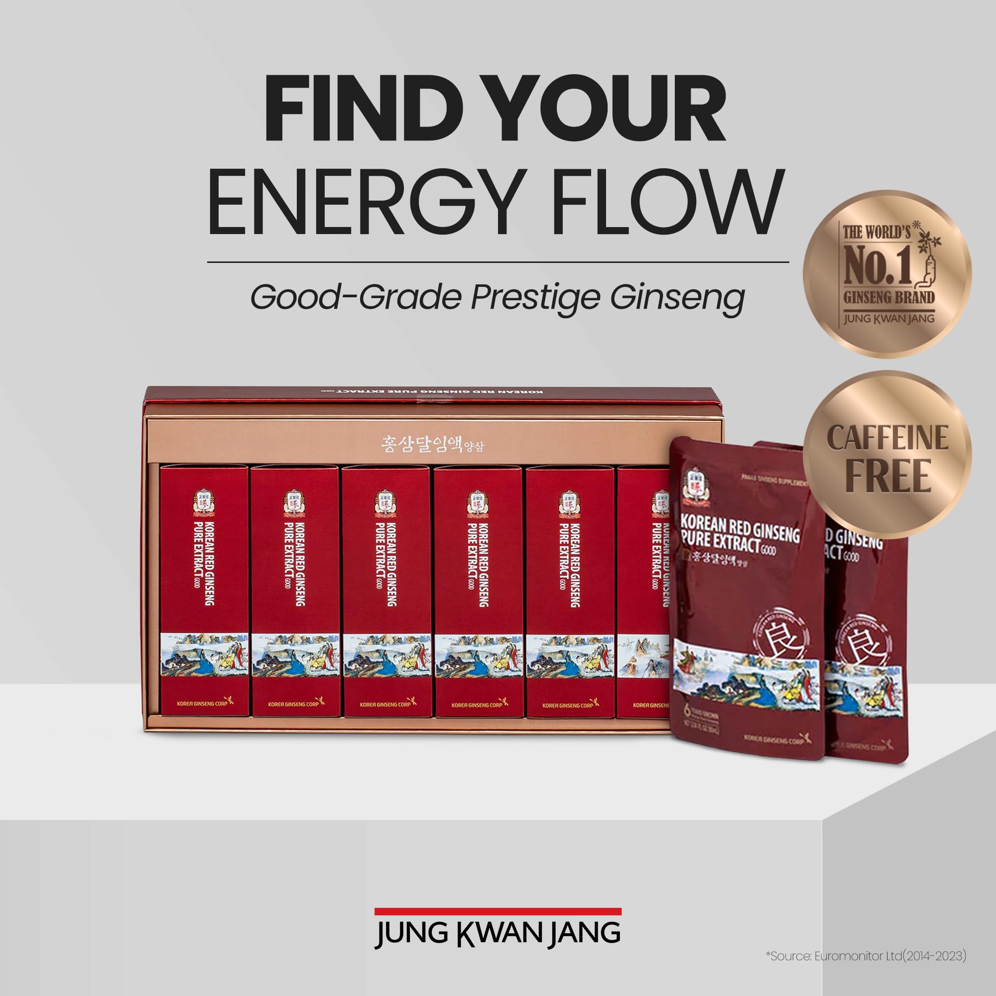 JungKwanJang Korean Red Ginseng Pure Extract Good | Korean Red Ginseng, Ginseng Extract with Premium Grade Ginseng | Boosts Energy, Immunity, Stamina, Blood Circulation | 30 Count