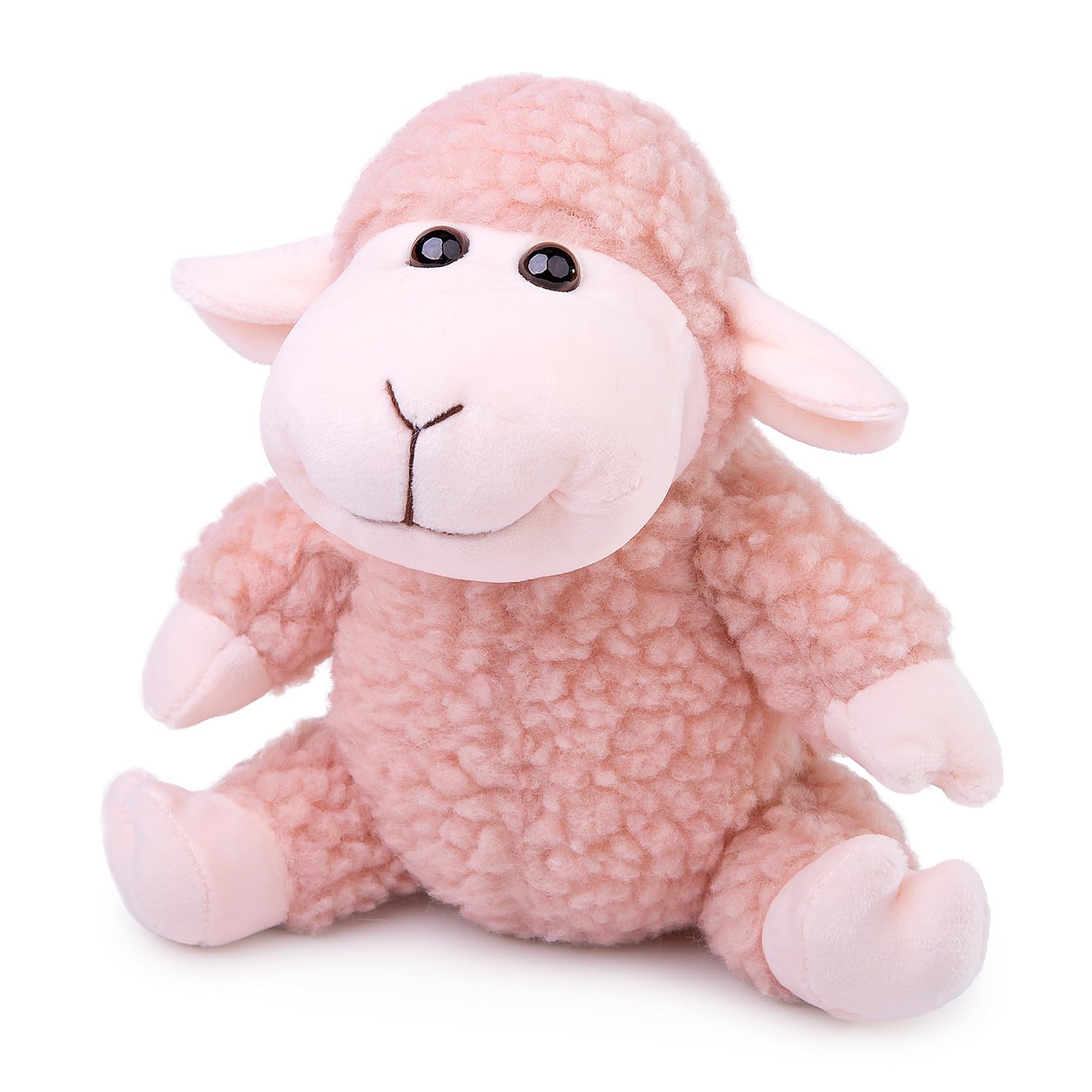 lilizzhoumax Simulation Lamb Plush Toy 13cm/5”, sit Realistic Stuffed Animal Wild Cute Sheep Plush Toy, Super Soft Sheep Plush Home Decoration Animal Toys, Gift for Friends and Kids pink — image 1