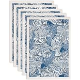 SUPERDANT 5PCS Fish Waves Underglaze Paper Transfer for Pottery Chinoiserie | Transfer Papers for Clay Ceramic Porcelain, Under Glaze Transfers for Enamel Decals, Handcrafted Gift, Beginner-Friendly
