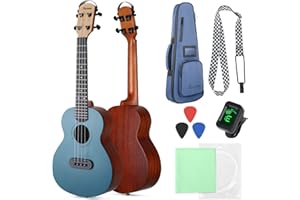 Asmuse Concert Ukulele Mahogany 23 Inch Ukelele for Kids with Free Online Lesson Gig Bag Strap Nylon String Tuner Picks (Blue)