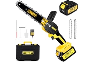 TROOZY Mini Chainsaw Cordless 6 Inch, Brushless Electric Handheld Chain Saw with 3.0Ah Battery Lasts 100Mins, Lightweight With Security Lock [Senior Friendly], Sharp for Trimming Pruning