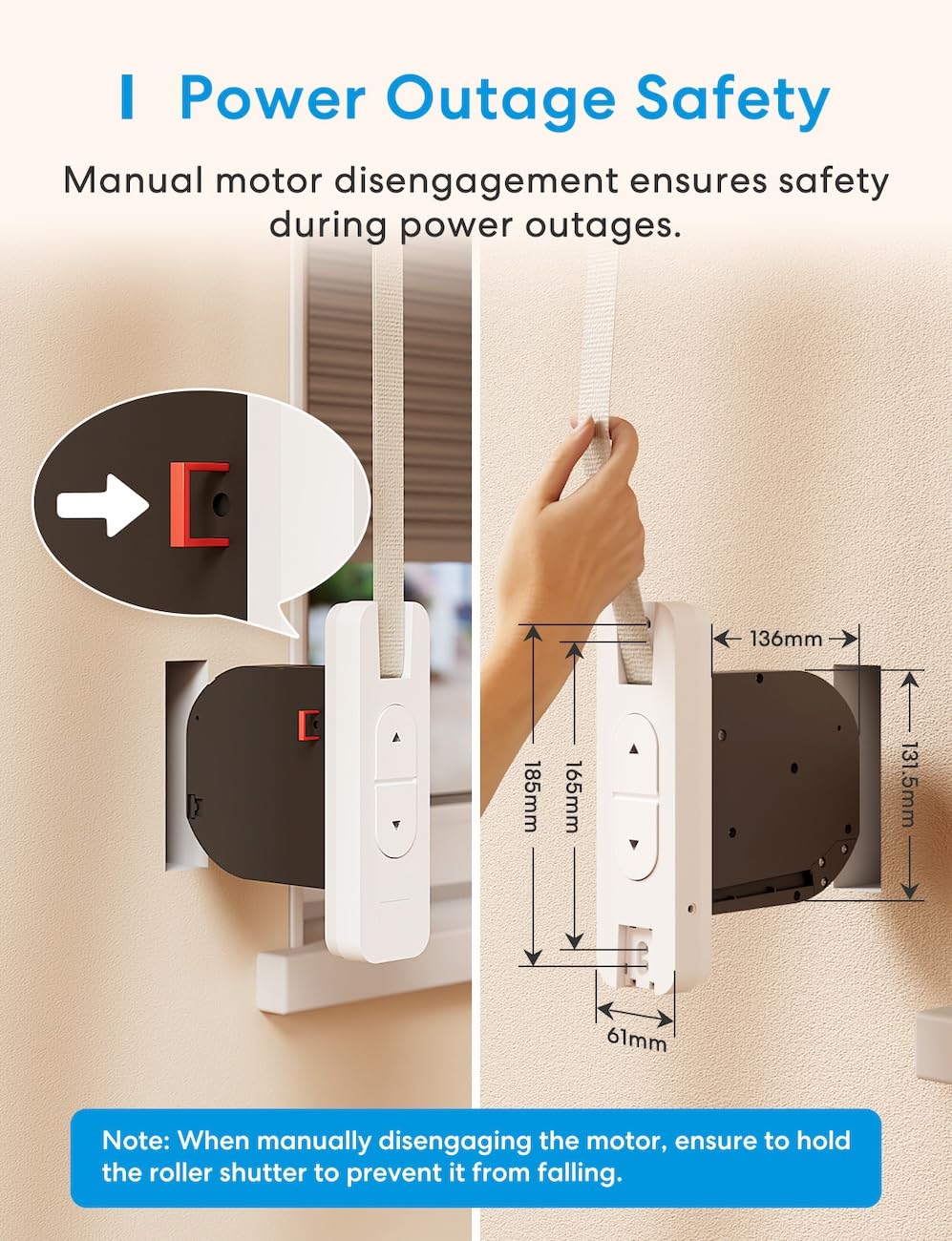 Meross Matter Rolladen Gurtwickler Elektrisch Unterputz (max. 45 kg, 6 m²), Smart Home Rolladenantrieb mit Zeitautomatik und Sprachsteuerung, kompatibel mit Apple HomeKit, Alexa, Google Home 8