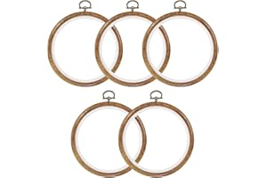 PATIKIL 5 Pieces 5 Inch Embroidery Hoops Frame Round Imitated Wood Circle Cross Stitch Hoop Ring for Embroidery Art Craft Handy Sewing Decoration
