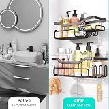 HapiRm Storage Shower Shelves Caddy with 11 Hooks 304 Stainless Black view 2