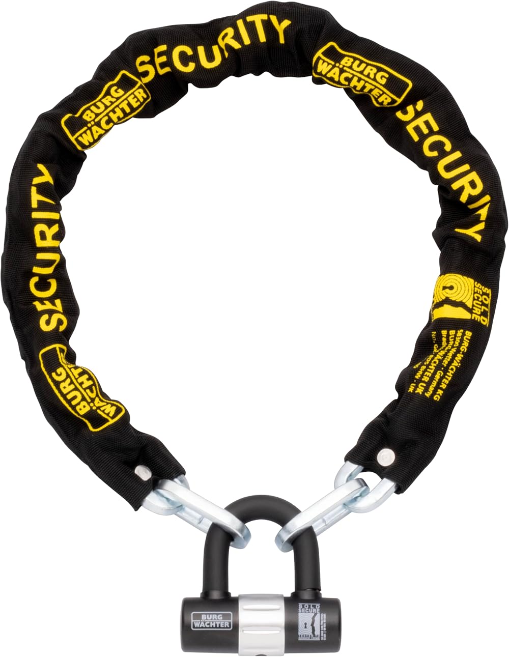 Burg-Wächter 1M Sold Secure Gold Bike Chain and Lock Kit Black