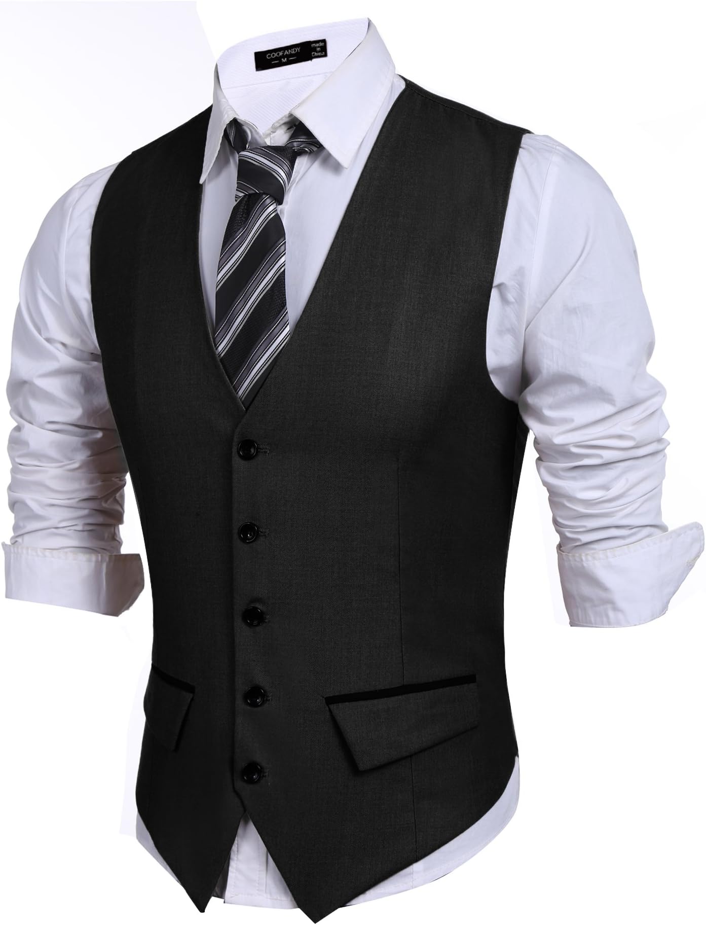 JINIDU Mens Slim Fit Dress Vest Business Suit Vest Formal Wedding Waistcoat