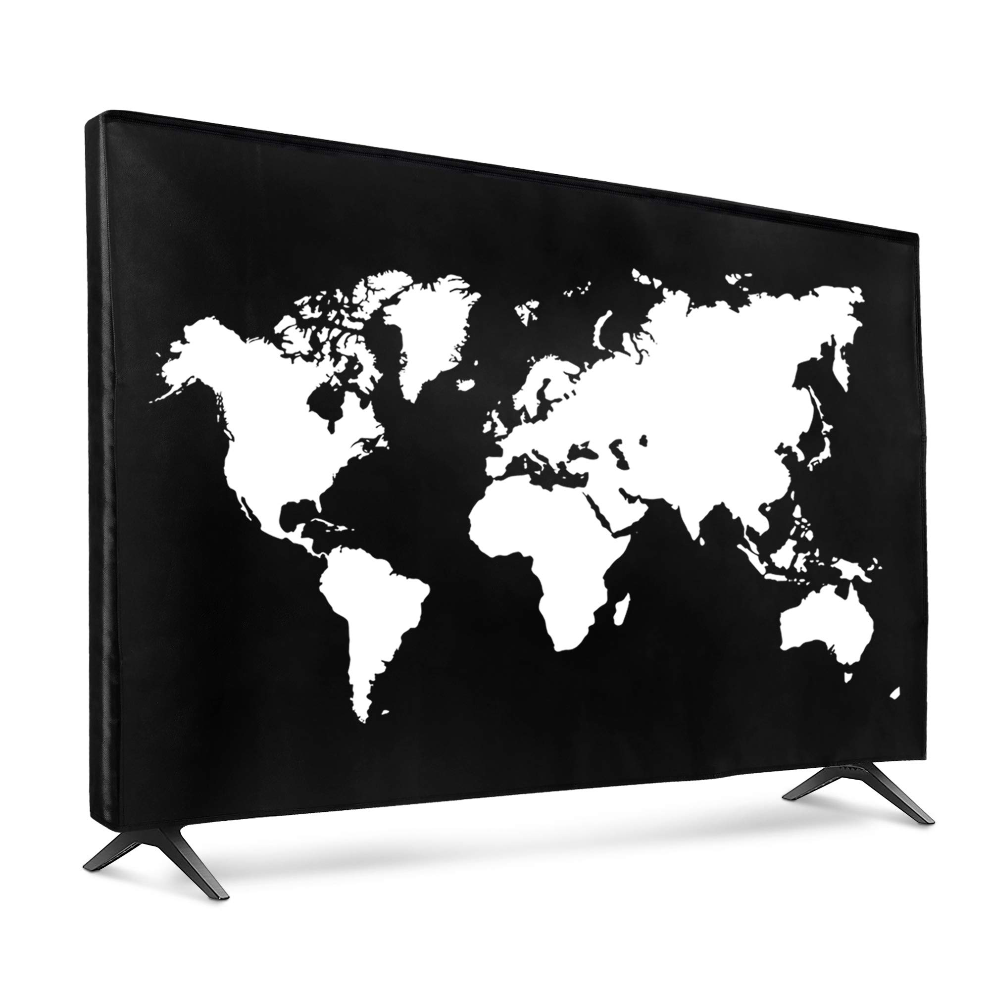 kwmobile Indoor 43" TV Cover – Television Dust Cover Screen Protector – TV Screen Dust Protection – Synthetic Fabric White/Black