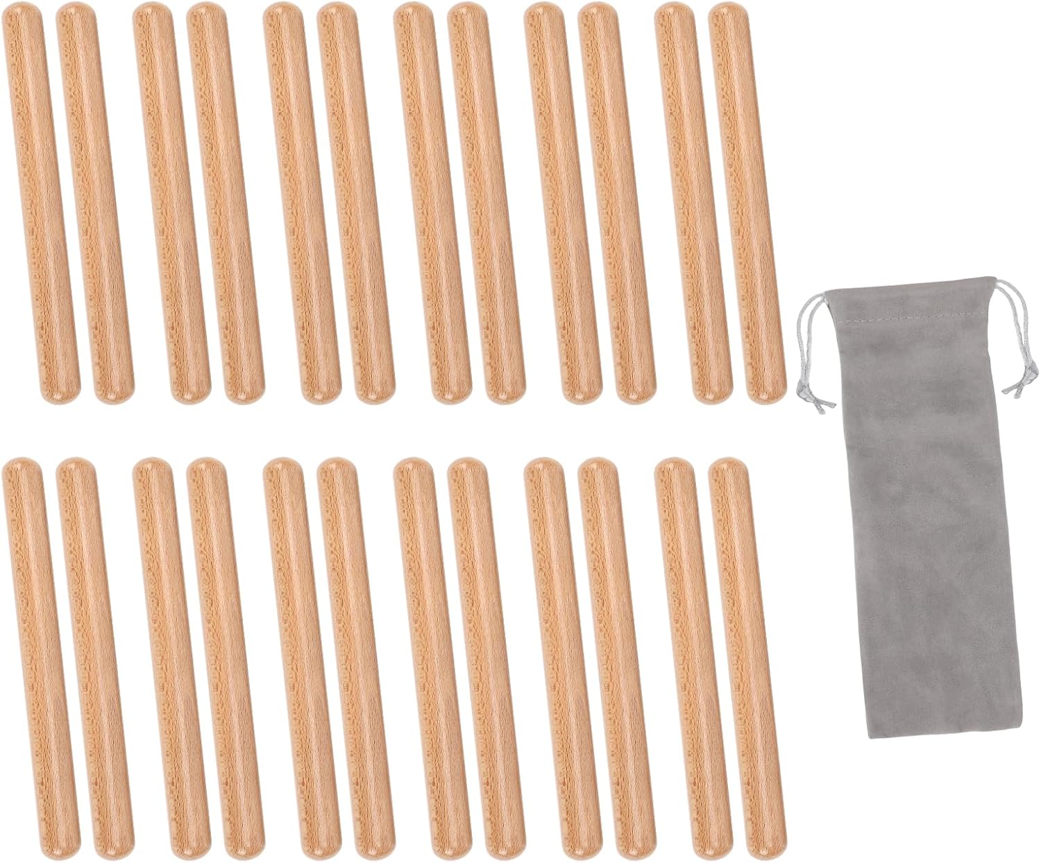ZDAGELD 24 Pairs Wooden Rhythm Sticks, Beech Wood Music Education Percussion Instrument Orff Drumsticks for Kids Classroom Group Activities, Storage Bag Included