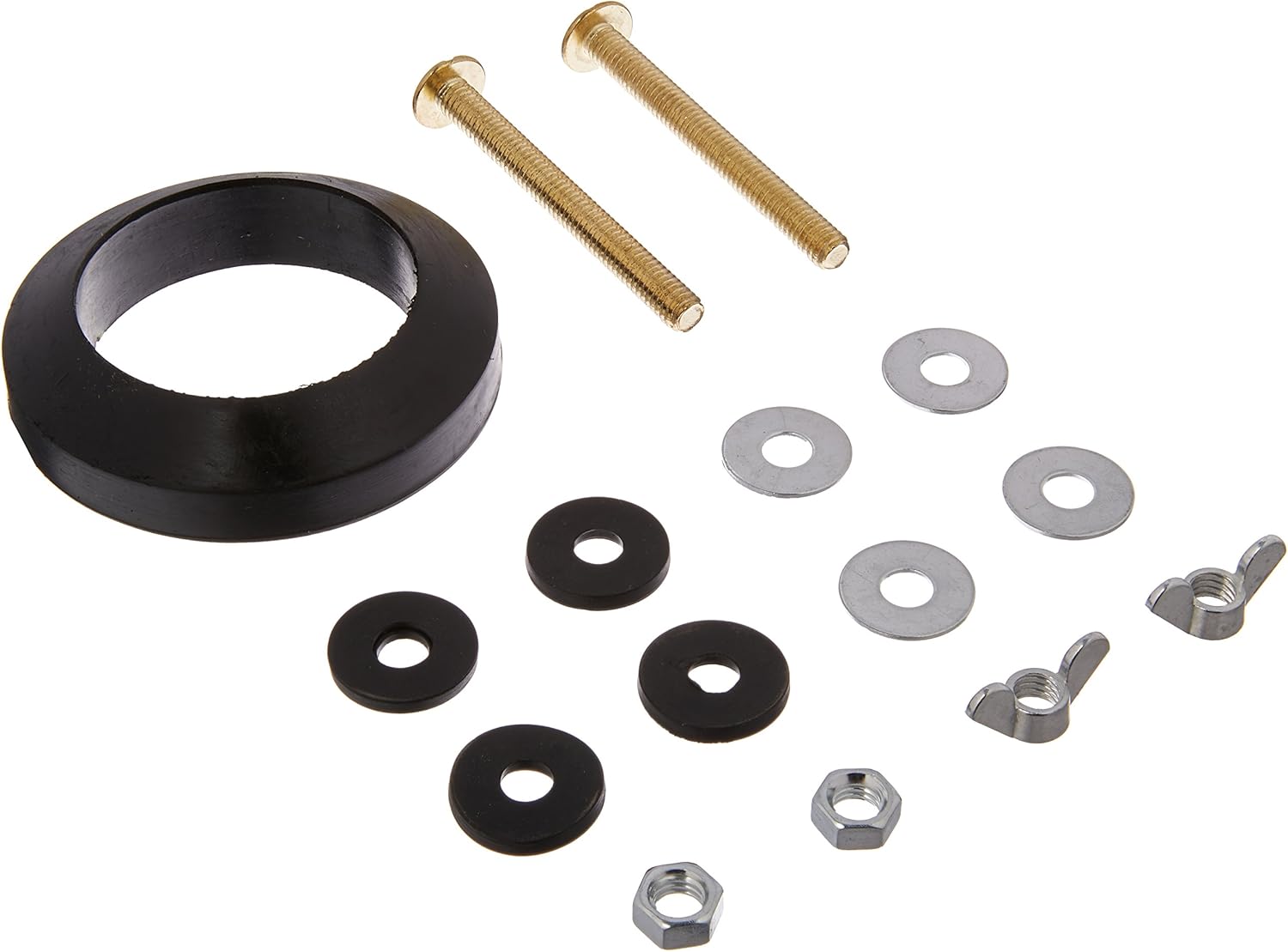 Toilet Replacement Parts - PlumbCraft 15-piece Tank-to-Bowl Kit for Toilet 7619800T, Ideal Toilet Repair Kit and Plumbing Parts for Toilet Tank Gasket, Complete Toilet Tank to Bowl Bolt and Gasket Kit, Brass-Plated Toilet Bolts