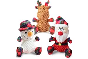 BUYPOW Christmas Dog Toys for Large Dog - 3 Pack Plush Squeaky Medium & Small Dog Chew Toys - Stuffed Animals Puppy Toys - Funny Cute Dog Gifts for Dog Birthday