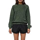 Livtany Women's Leopard Print Loose Fit Sweatshirt Crew Neck Long Sleeve Blouse Casual Distressed Hem Graphic Pullover Tops