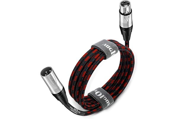 Augioth XLR to XLR Pro Mic Cable Male to Female XLR Cable 3-pin Red Balanced Shielded Microphone Cable for Amplifier Mixer,Sp