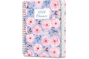 2026 Planner, Weekly and Monthly Calendar Planner Book, Jan - Dec 2026 Agenda for Academic Planning with Hardcover, Pink Blos