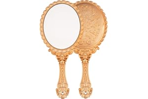 XPXKJ Hand Mirror Vintage Handheld Mirror with Handle Vanity Makeup Mirror Travel Mirrors（Gold）