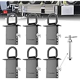 SALUINOKI Stake Pocket D-Ring Heavy Duty with Anti-Loss Lock and Gloves, Trailer D-Ring Stake Pocket Tie Downs Breaking Load 16,200lbs Galvanized Black (6 Set)