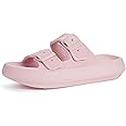 BRONAX Pillow Slippers for Women and Men | Adjustable Double Buckle Shower Slides | Cushioned Thick Sole Sandals