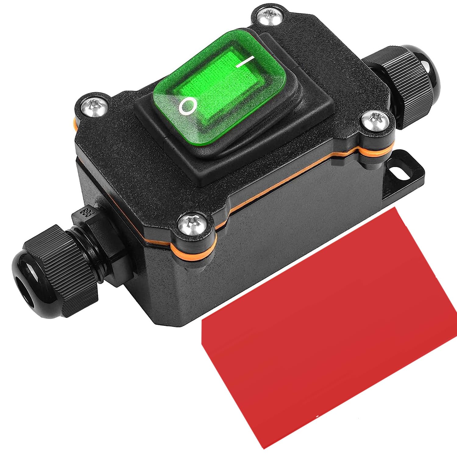 Gebildet Inline Cord Switch DPST Rocker Switch IP66 Waterproof, 20A-12VDC /16A-24VDC/20A-125VAC/16A-250VAC, Open Double Hole Waterproof Box Two-Side Entry (Green Led)(Patent No.-015058842)
