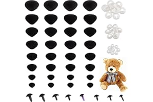 PH PandaHall 80pcs Flocking Safety Noses, Velvet Amigurumi Noses 8 Sizes Stuffed Animal Noses Craft Nose with Washers for Ted