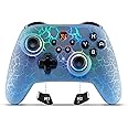 BINBOKPLAY Switch Controller, Wireless Switch Pro Controller for Switch/Switch Lite/Switch OLED, RGB Adjustable LED Wireless Remote Gamepad with Unique Crack/Motion Control/Turbo/ALPS Joystick (Gray)