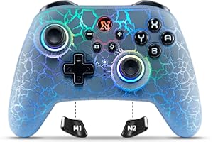 BINBOKPLAY Switch Controller, Wireless Switch Pro Controller for Switch 2/Switch Lite/Switch OLED, RGB Adjustable LED Wireless Remote Gamepad with Unique Crack/Motion Control/Turbo/ALPS Joystick (Gray)
