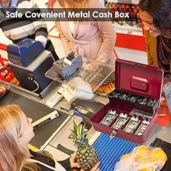 KYODOLED Locking Cash Box with Lock,Money Box with