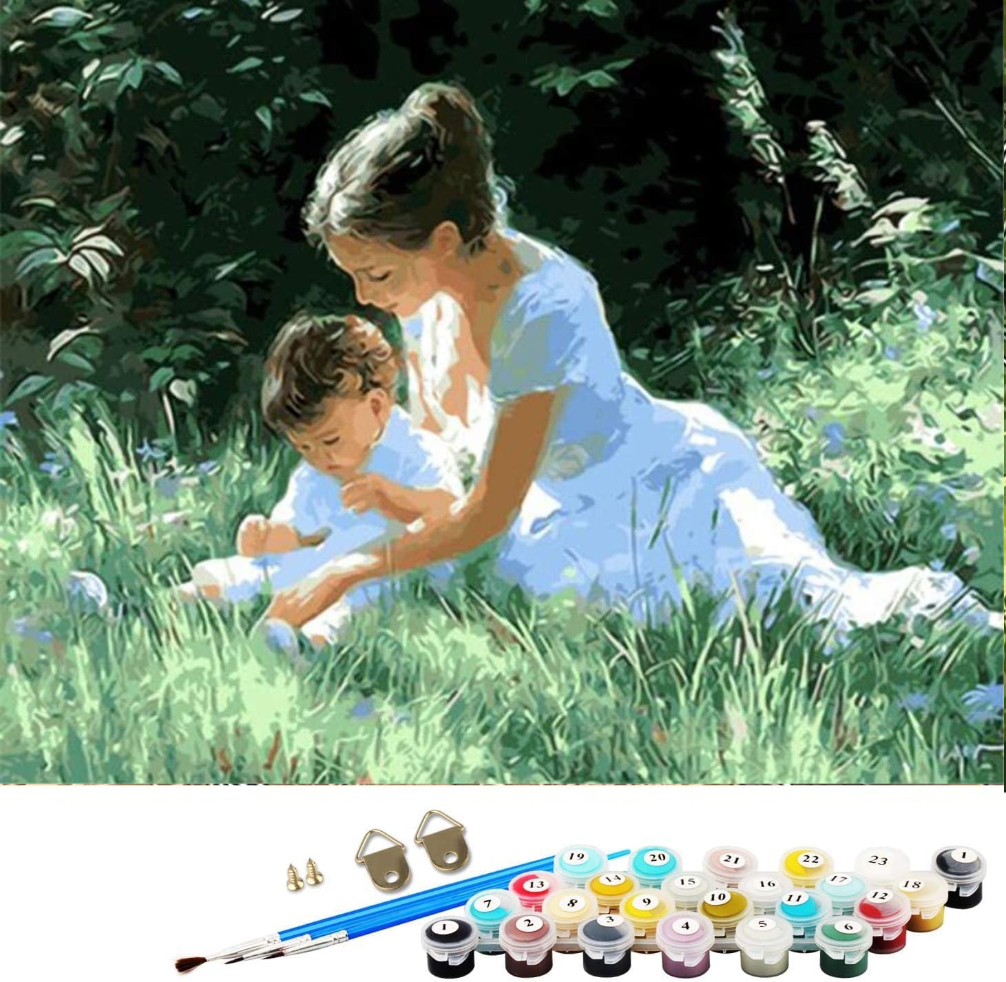 ABEUTY DIY Paint by Numbers for Adults Children, Mother & Children 16x20 inches Number Painting Art Therapy