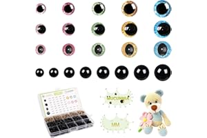 MUCUNNIA 310PCS Safety Eyes for Crocheting with Washers 6-30mm Glitter Safety Eyes for Amigurumi for Stuffed Animals Teddy Be