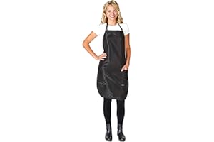Betty Dain Luminous Salon Stylist Apron, Classic Design, Bottom Zipper Pockets, Adjustable Neck Strap, Lightweight, Water-Resistant Poly Nylon Blend Repels Hair, Easy Care, Black