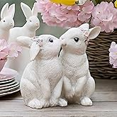 Easter-Decorations Kissing-Bunny-Decor Spring Figurines - Spring Decorations Kissing Rabbit Decor Resin Easter Gift Tabletop Ornament for Farmhouse or Basket Stuffer 4*2.5*3.5 inch Newman House Studio