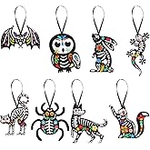 CCINEE 24Pcs Dia De Los Muertos Felt Ornaments, Mexcian Skeleton Halloween Ornaments for Day of The Dead Themed Party School Bags Indoor Outoor Tree Hanging Decorations