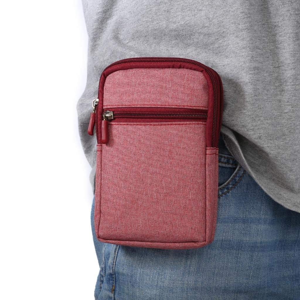 Small Cell Phone Belt Pouch, Cell Phone Waist Bag for Men, 6.3" Practical Multifunctional Waist Pack Leather Cell Phone Wallet Purse Camping Hiking Outdoor Belt Pouch with Snap Hook and Belt Loop