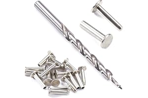 EZSMITH Cutlery Rivets (10 Pack) + [1] Step Drill for DIY Handles & Knife Handle Repair - USA Size (0.312 x 0.155 x 0.750 Inch) - (Nickel Silver) - 2-Piece Rivet Knife Handle Fasteners