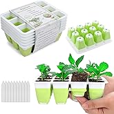 Ryscam 6pcs Reusable Seed Starter Kit, 72 Cells Seed Starter Trays, Silicone Seedling Starter Trays for Starting Plant Seeds with Flexible pop-Out Cells, Indoor Gardening Plant Germination Trays