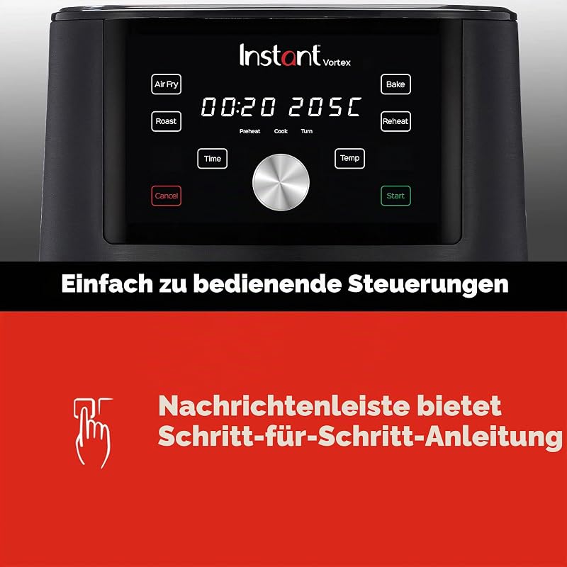 Brands Vortex 4-in-1-Heißluftfritteuse 1700W 5,7L Minibackofen - Gesundes Heißluft-Frittieren, Backen, Braten und Speisenwärmer, Schwarz