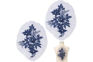 CRAFTYMELODY Embroidered Flower Fabric Beaded Patches Rhinestone Lace Applique Sew On Patches Handmade Costume Accessories fo