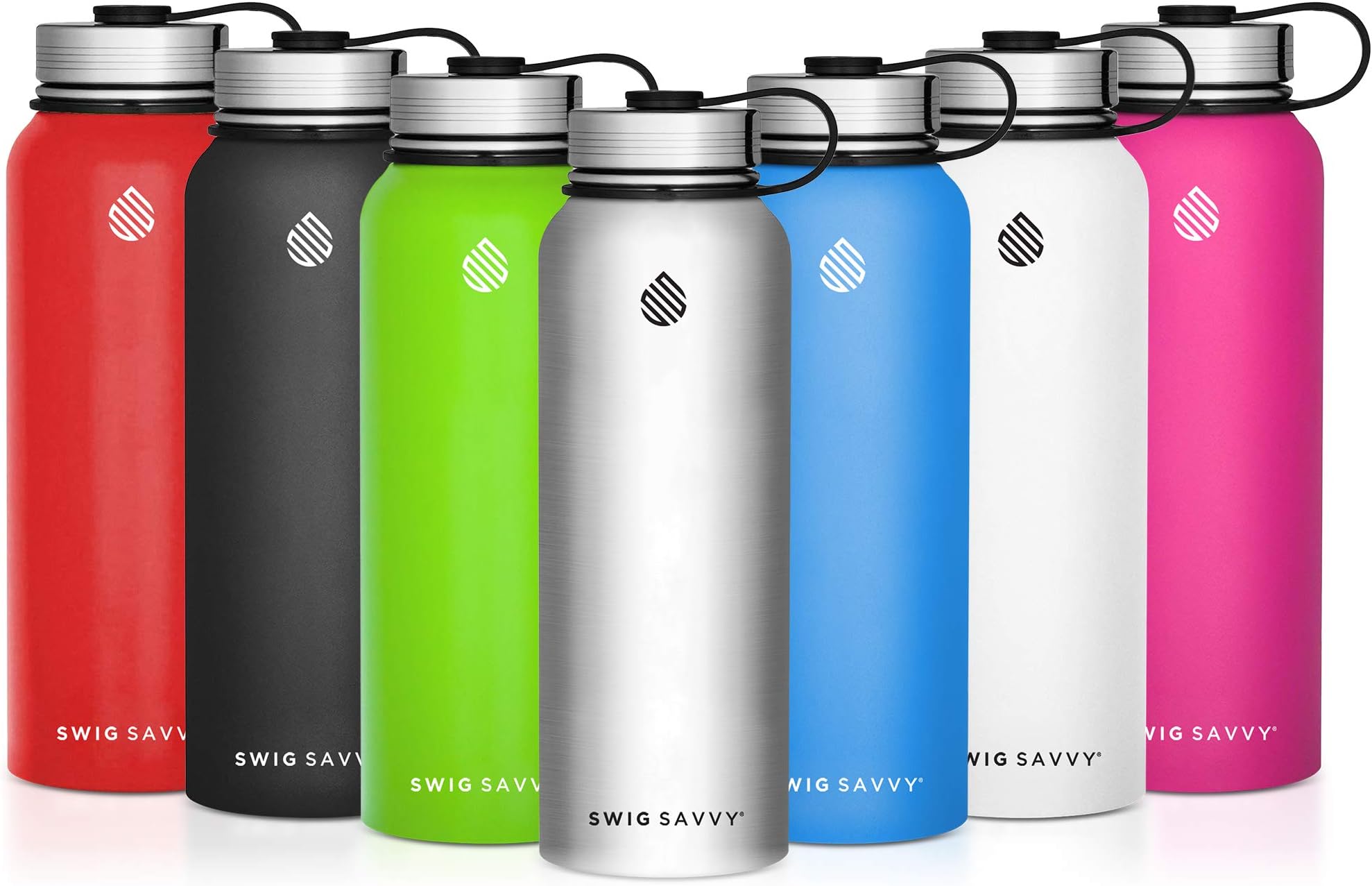 SWIG SAVVY Stainless Steel Water Bottle - Vacuum Insulated Double Wall & Wide Mouth Design - Drinking Mug for Hot & Cold Drinks - BPA Free