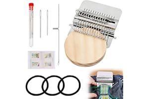 Knit Patch Mini Darning Loom, Mini Darning Kit Patch Maker with Yarn Needles Large Eye, Knitpatch Darning Kit 12Hooks for Beg