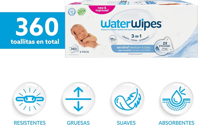 Sensitive+ Newborn & Baby Wipes, 6 Paquetes