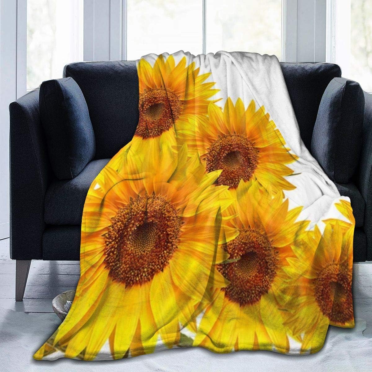 Haveia UltraSoft Micro Fleece Blanket,Yellow Floral