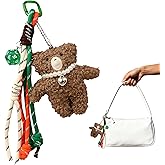 Dexprosy Teddy Bear Keychain with Braided Rope - Plush Animal Bag Charm for Handbags, Car Keys | Cartoon Decoration and Gift