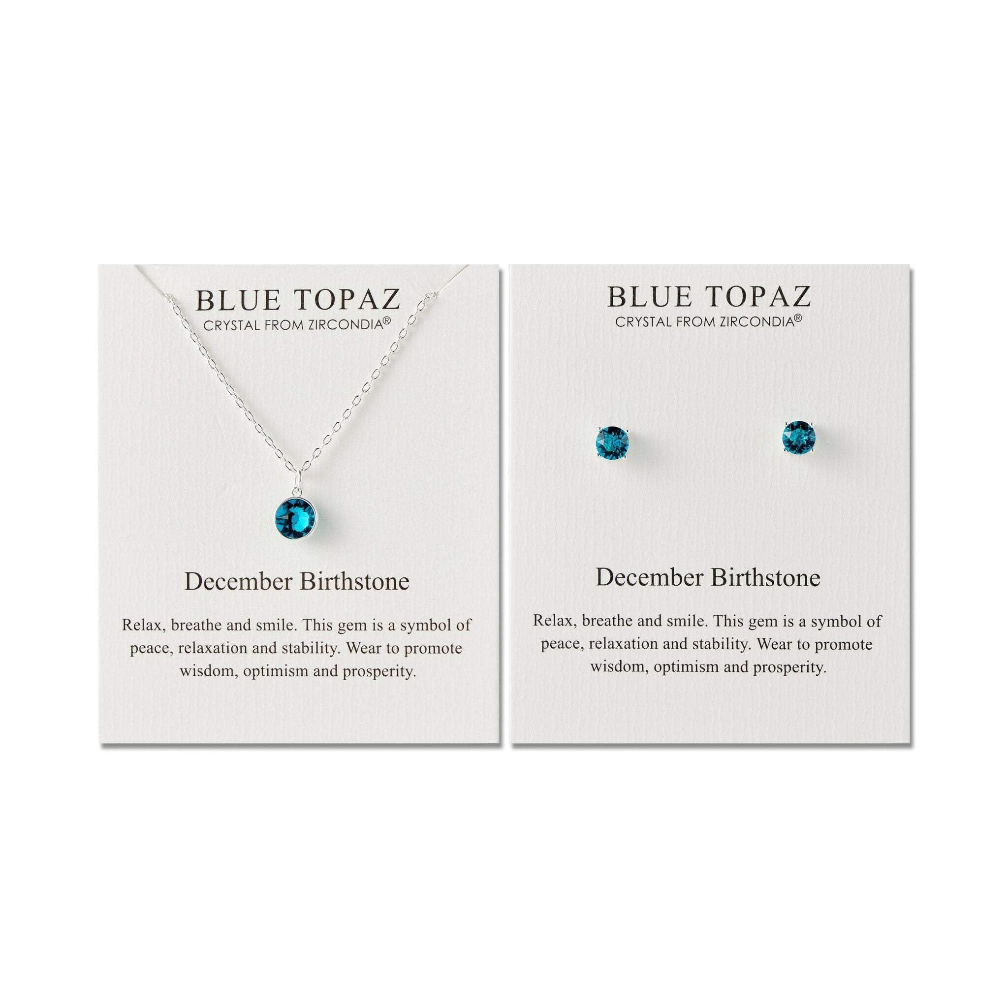 Philip Jones December (Blue Topaz) Birthstone Necklace & Earrings Set Created with Zircondia® Crystals