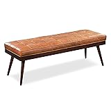 POLY & BARK 55" Tufted Leather Bed Bench for