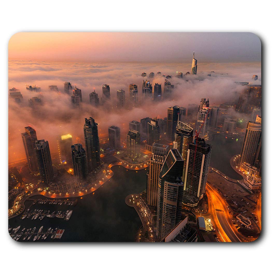 Destination Vinyl Ltd Comfortable Mouse Mat - Dubai City at Sunrise 23.5 x 19.6 cm (9.3 x 7.7 inches) for Computer & Laptop, Office, Non-slip Base - RM13142