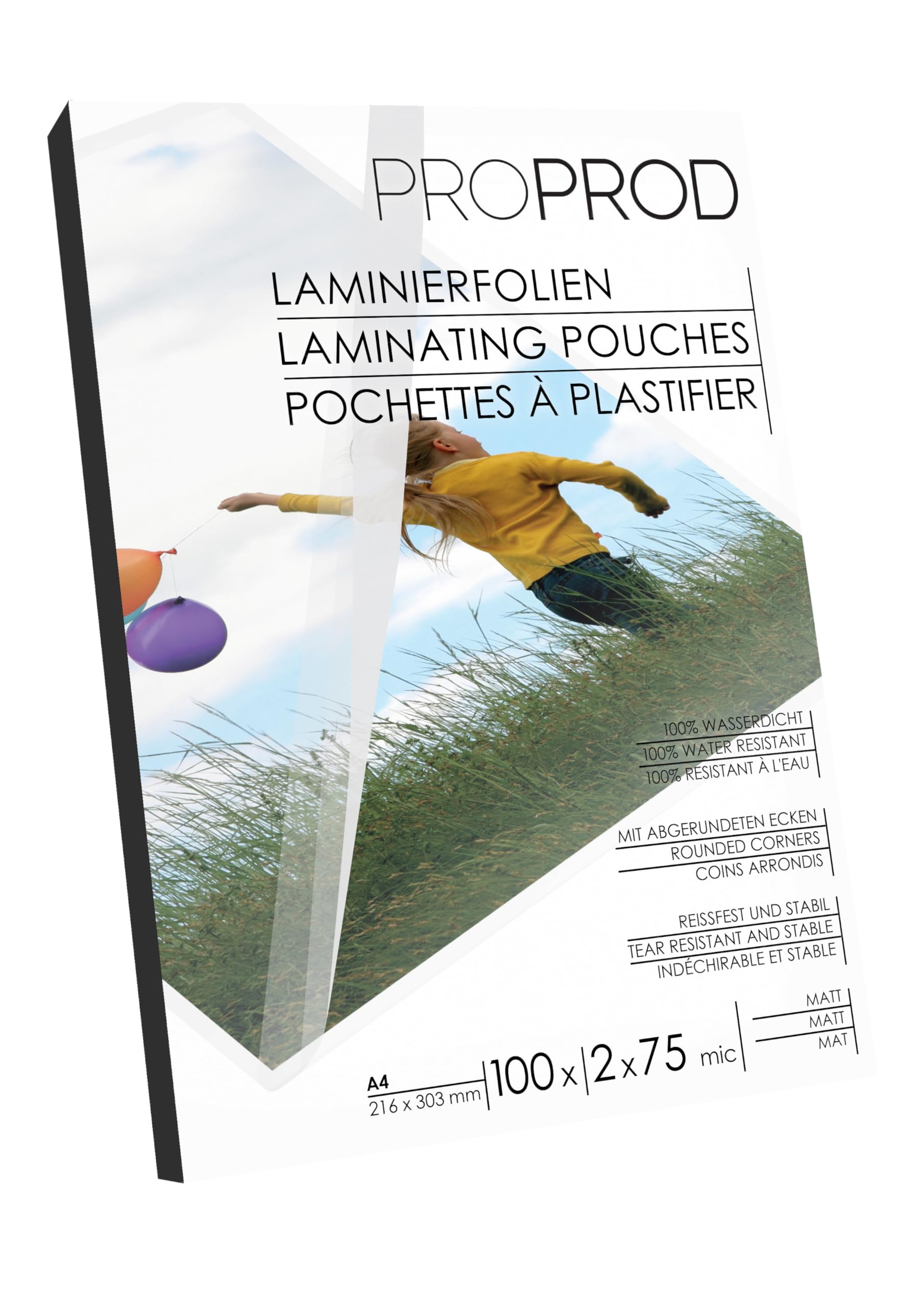 ProProd Premium A4 2x75 Micron (150 μ) Matt Laminating Pouches (Pack of 100), Packaging May Vary