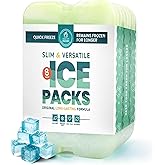 Healthy Packers Reusable Ice Packs for Lunch Boxes - Long Lasting Slim Freezer Packs, Thin Non-Toxic BPA-Free Hard Gel Ice Blocks for Coolers, Kids & Adults Lunch Bags, Travel, Camping, Food Storage
