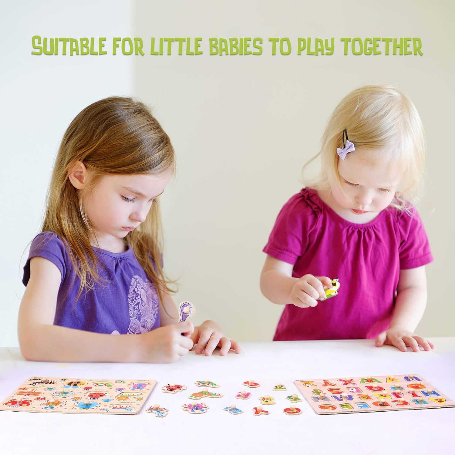 WADILE Wooden Toddler Puzzles for Kids Ages 1-5 Years Old, Wood Peg Puzzles Alphabet/Number/Animal, Knob Puzzles Learning Toys Educational Gift  for Girls and Boys: Toys & Games