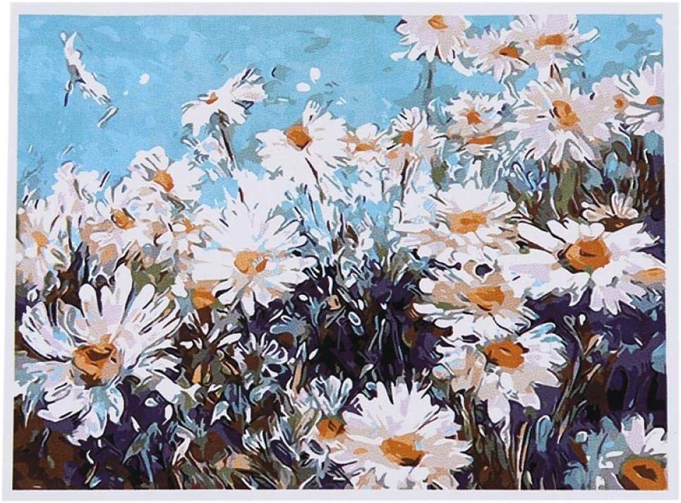 KHGAHD Diy Oil Painting Paint By Number Kit Image Drawing On Canvas By Hand Coloring Arts Crafts & Sewing New White Daisies-40x50cm