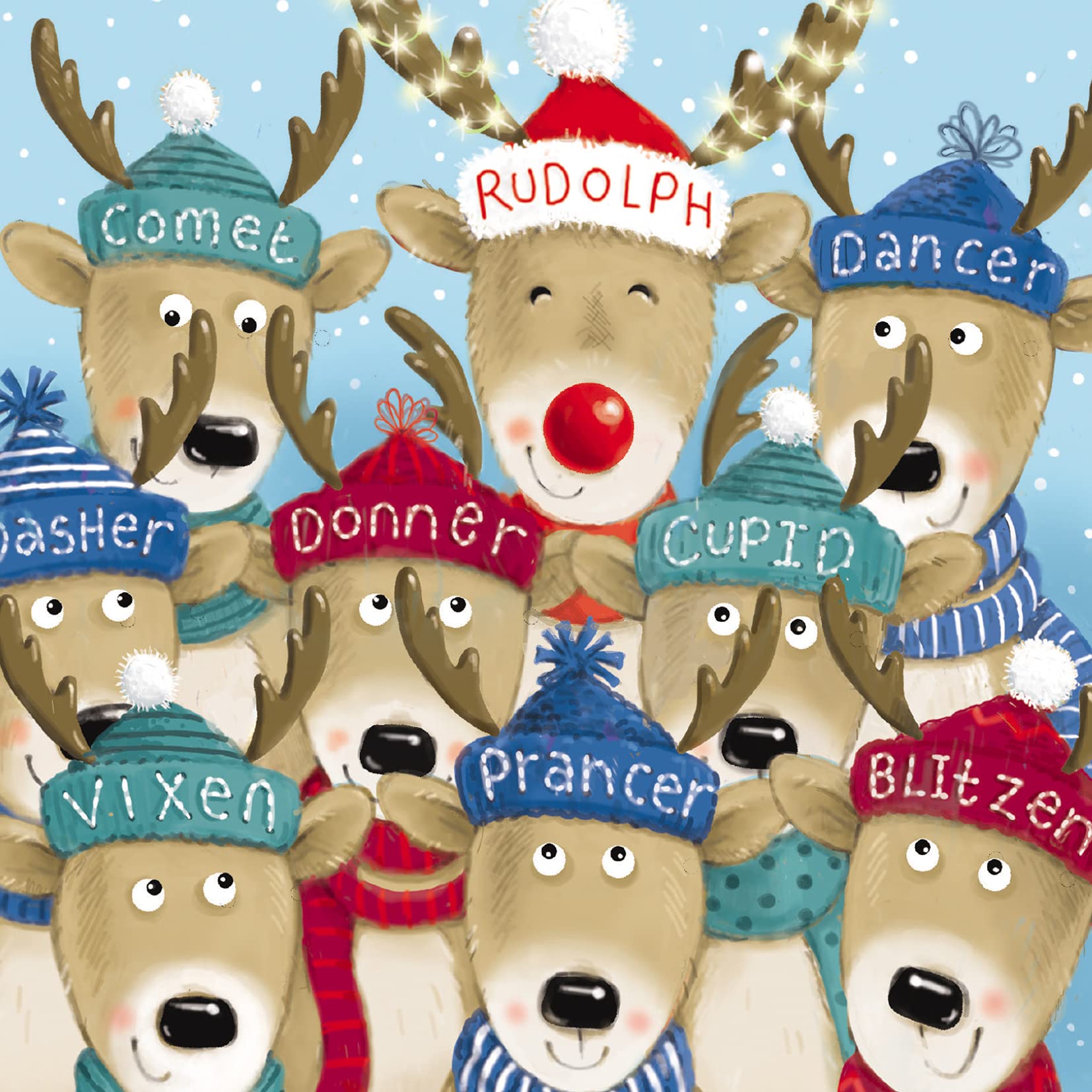 Ling Design Pack of 6 Charity Christmas Cards - 'Reindeer' - Lovely Design with Santa's Reindeer - 6 Cards of 1 Design
